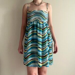 Y2K Funky Coconut Girl Babydoll Swim Cover Up Dress Women M